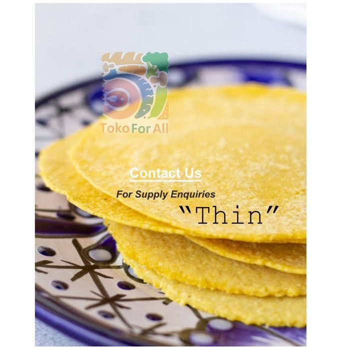 

Yellow Corn Tortilla Thin (Kulit Nachos), Vegan, Gf, 1000Gr, 15Cm /6In