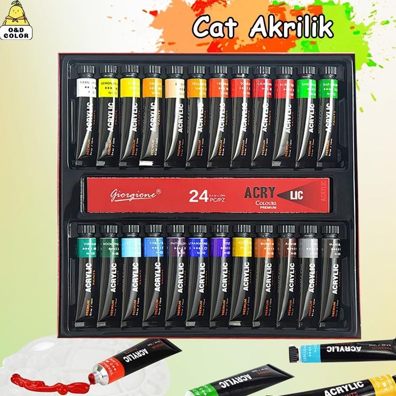 

Giorgione Profesional Acrylic Paint Cat Akrilik 12/24 Warna 12ml/botol Non Toxic Kualitas Tinggi Waterproof DIY Pigment