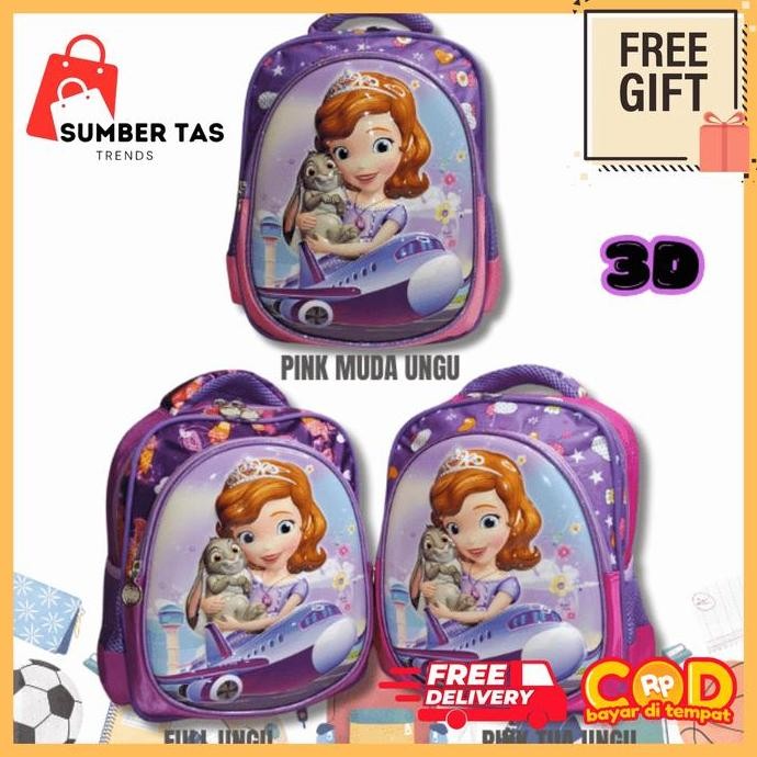 

Spesial [Free Gift] Tas Ransel 3D Sofia Tas Sekolah Paud Tk Backpack Anak Perempuan Karakter Timbul Princess Shofia Glossy 12Inch