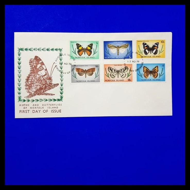 

TERBARU PRANGKO KUPU KUPU, MOTHS AND BUTTERFLIES OF NORFOLK ISLAND. NOV 1976