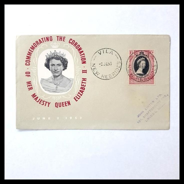 

TERBARU PRANGKO CORONATION QUEEN ELIZABETH II 1953. FDC DARI NEW HEBRIDES CONDOMINIUM !!!!