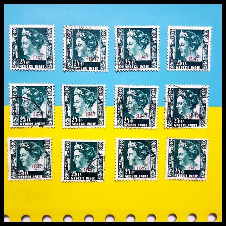 

TERMURAH PRANGKO INDONESIA NED INDIE. RATU WILHELMINA 25 CENT DGN C.T. 1947 !!!!