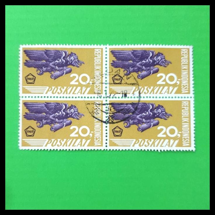 

GRATIS ONGKIR PRANGKO INDONESIA. POS KILAT 1969 GARUDA. RP 20,- BLOK-4. CAP MEDAN !!!