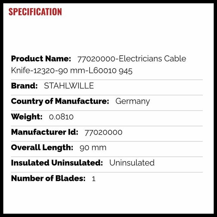 

BEST DEAL STAHLWILLE - ELECTRICIANS CABLE KNIFE-12320-90 MM-L60010 945 !!!!!!