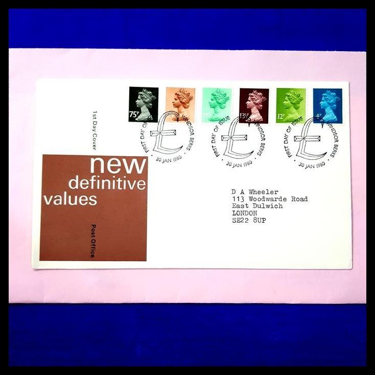 

GRATIS ONGKIR PRANGKO QUEEN ELIZABETH II. FDC NEW DEFINITIVE VALUES. WINDSOR 1980 !!!!!!