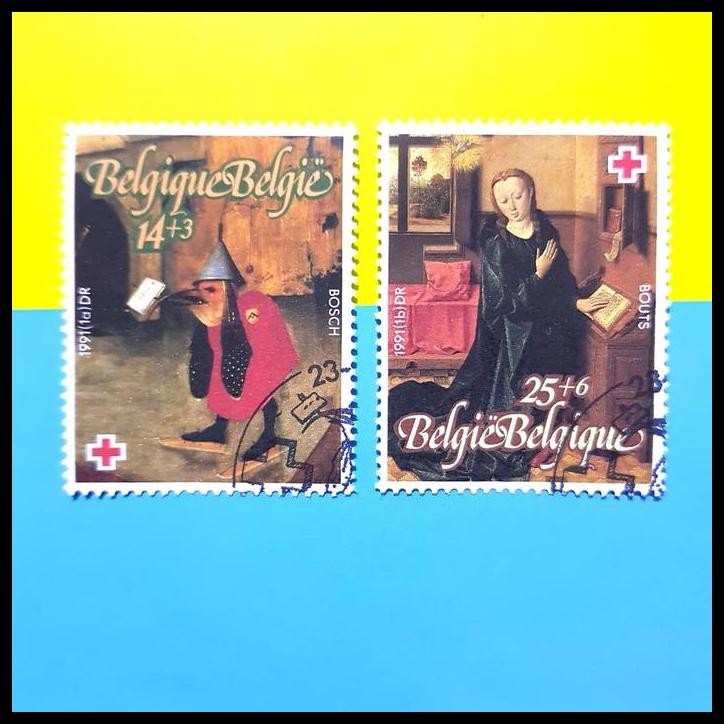

BEST DEAL PERANGKO/PRANGKO BELGIA. 1991. RED CROSS PAINTING !!