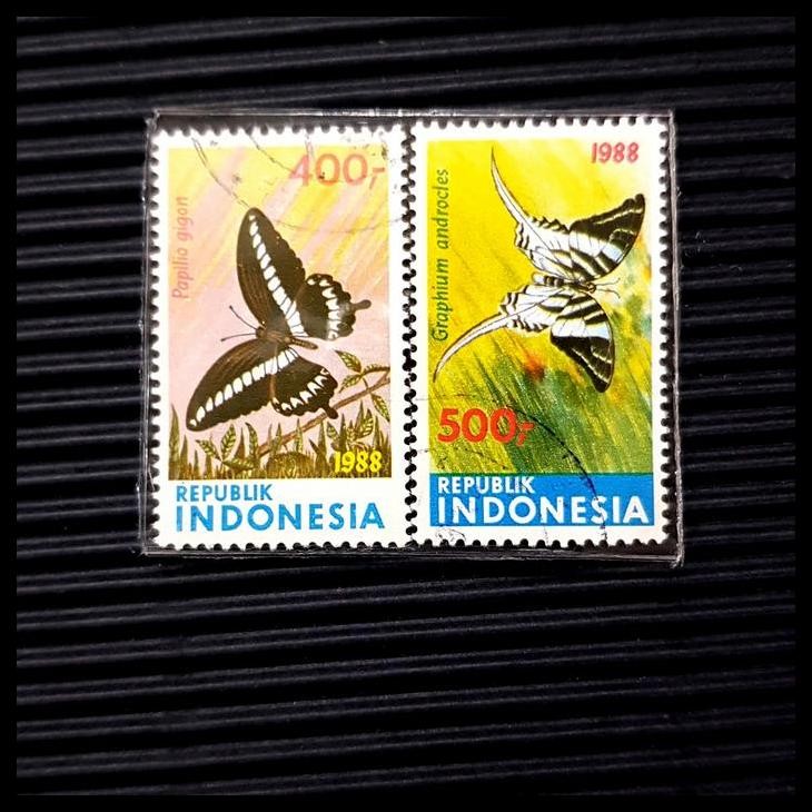 

DISKON PRANGKO INDONESIA 1988. KUPU-KUPU BUTTERFLIES. SET (2V) USED !!!!!