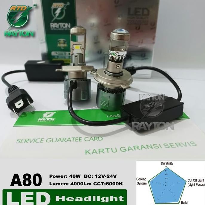 Rtd Rayton Lampu Utama Mobil / Mini Proji / Lampu Depan Mobil Led A80-H4