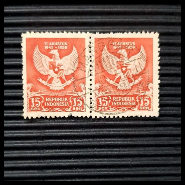

BEST DEAL PRANGKO INDONESIA. GARUDA PANCASILA. 15 SEN, PAIR CAP POS MANGGAR !!