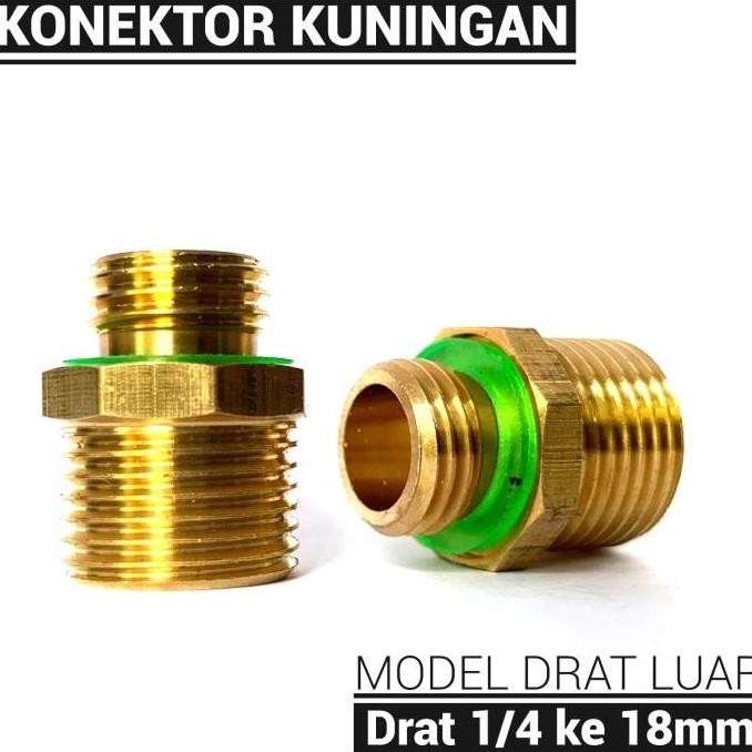 Konektor Konverter Drat Luar 14Mm Ke Drat Luar 18Mm - Kuningan