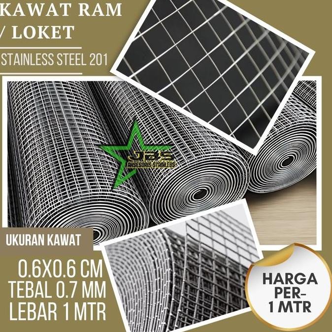 =====] KAWAT RAM STAINLESS 6MM6MM0,7MM1MTR KAWAT LOKET MESH STAINLESS 201