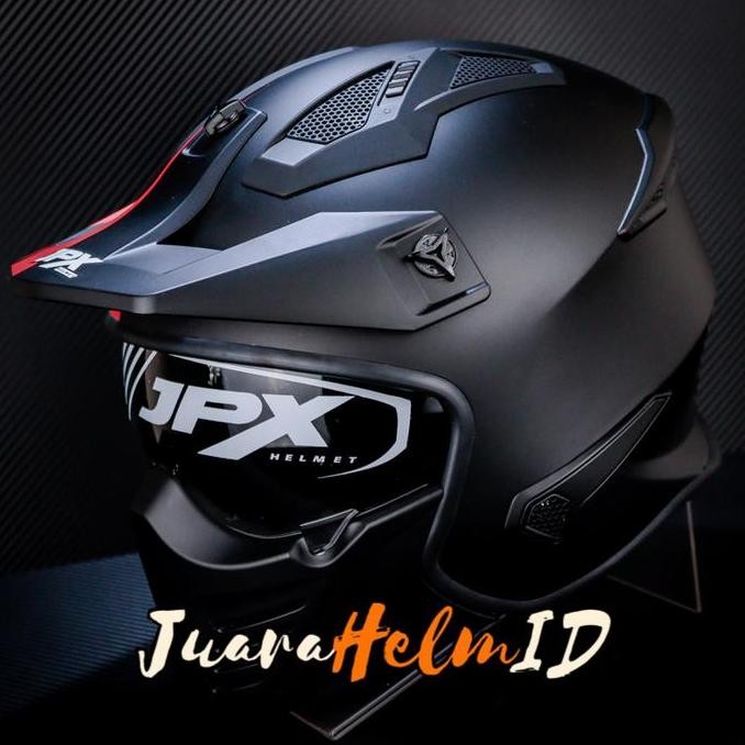 Jpx Helm Mx726R Mx04 / Black Doff Red / Mx726 R Crossover Mx 04