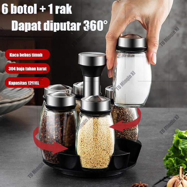 Rempah Rempah Bumbu Set Tempat Botol Bumbu 7In1 Rak Bumbu Putar Tempat Bumbu Putar Tempat Bumbu Bumb