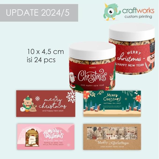 

((((()paling dicari] STICKER NATAL TOPLES KUE KERING - 10 x 4,5 cm ISI 24 PCS