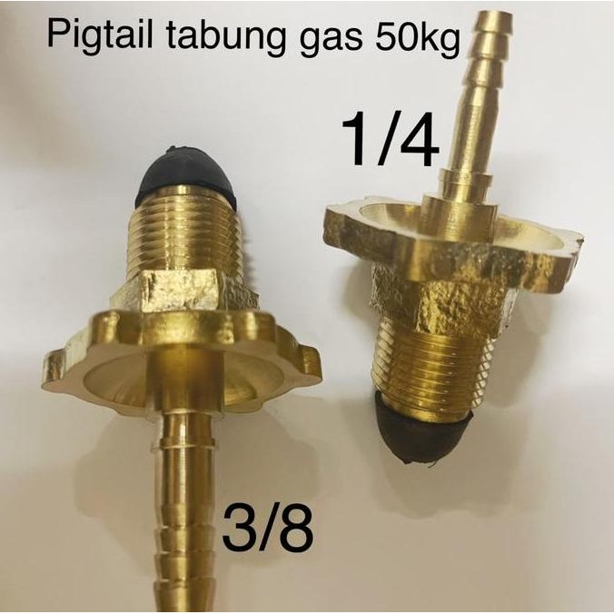 Nepel Pigtail Gas 50Kg Untuk Selang 3/8 Dan 1/4
