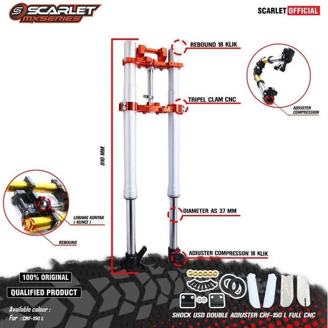 Scarlet Racing - Shock USD Motorcycle Double Adjuster CRF 150 Full CNC