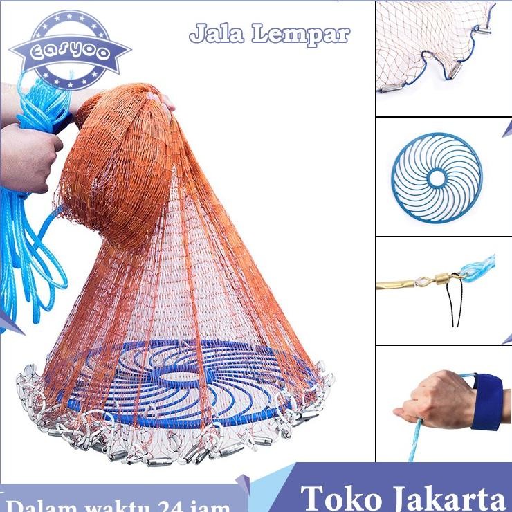 Jaring Lempar Jala Ikan 3 El Jala Lempar Ngkap Ikan Udang Fishing Throw Net Cage Bahan Nilon