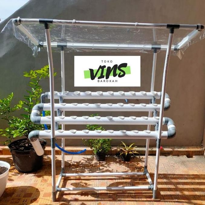 PALING MURAH  PAKET SET HIDROPONIK DFT / NFT + ATAP + RANGKA + POMPA