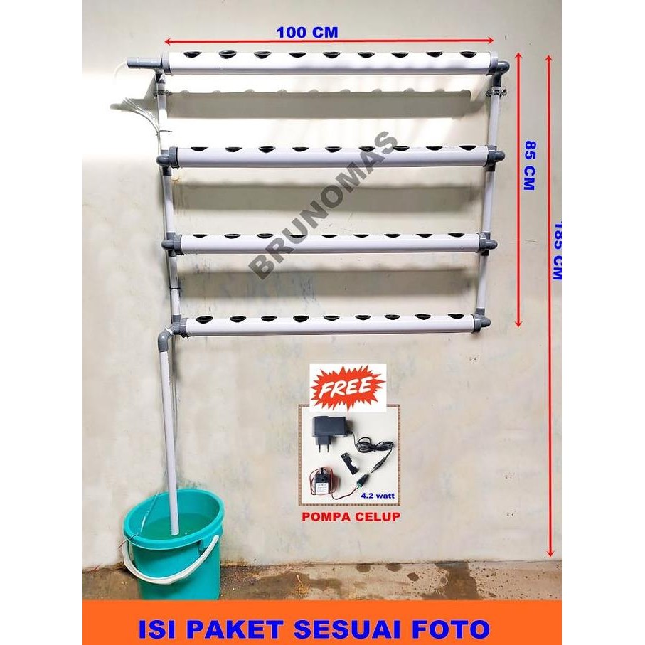 PAKET INSTALASI TIPE PIGORA DFT - POT PIPA HIDROPONIK TEMPEL DINDING HIASAN