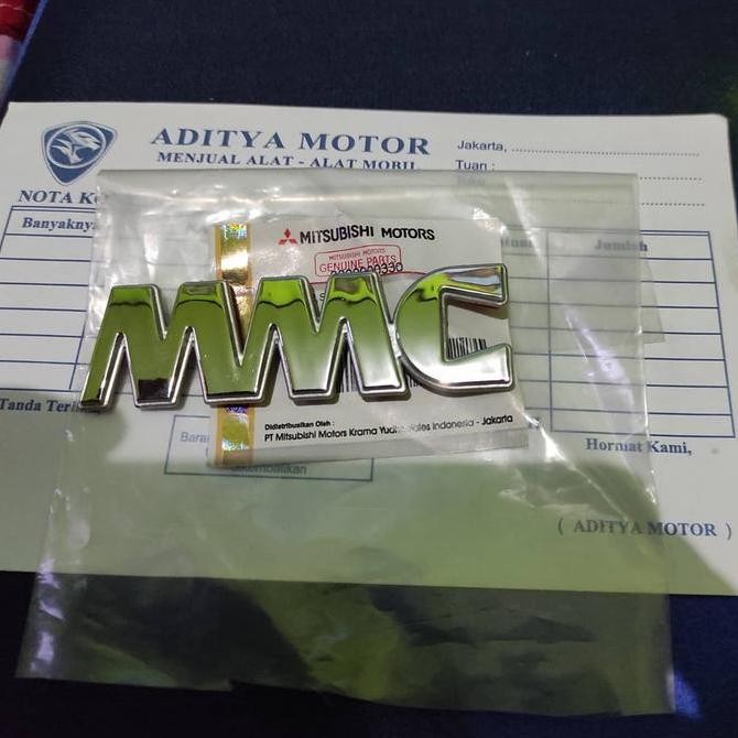 emblem logo mmc chrome 3m universal aksesoris mobil