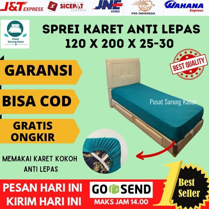 SPREI KARET ANTI LEPAS Uk. 120x200x25-30cm (SPRINGBED DOUBLE) LOS