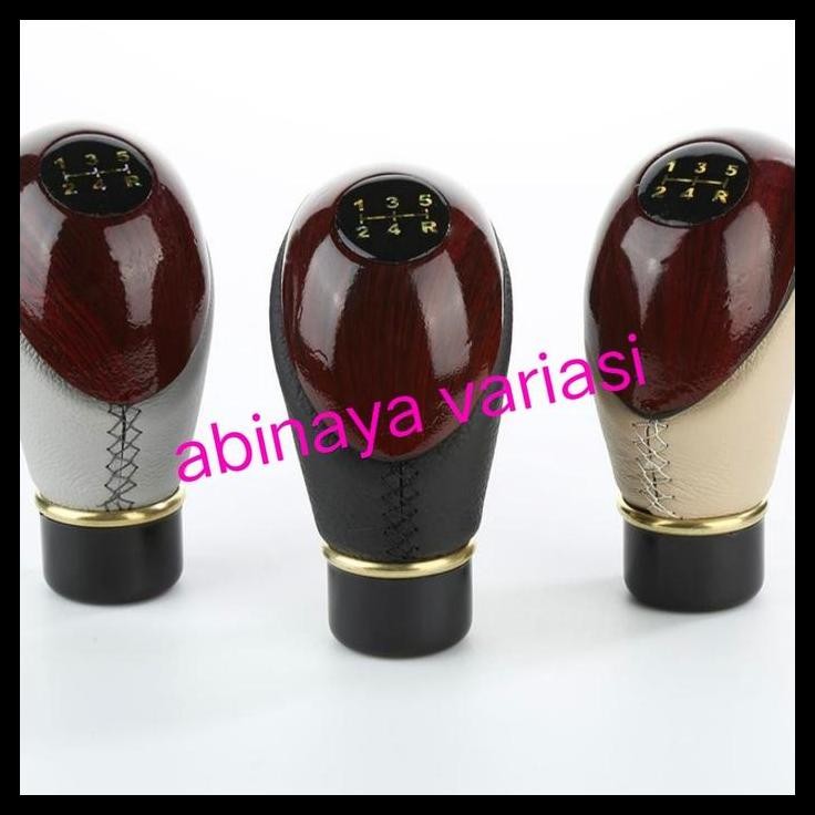 TERMURAH GEAR KNOB MOBIL GRAND NEW INNOVA MANUAL SHIFT KNOB MOTIF KAYU KULIT