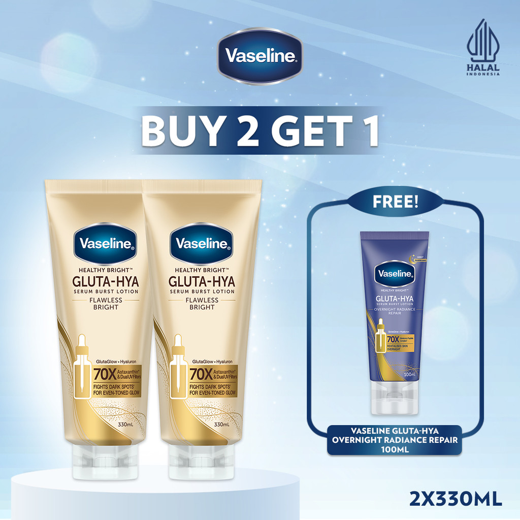 Buy 2 Vaseline Gluta Hya Flawless Bright 330ml Free Vaseline Gluta Hya Overnight 100ml