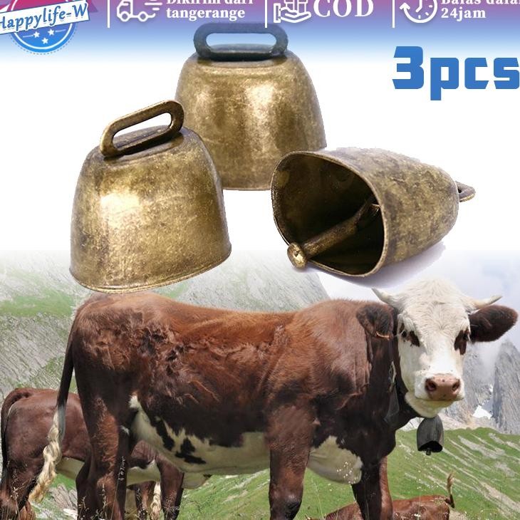 Bel Sapi 3Pcs Klontongan Sapi Bunyi Keras Lonceng Sapi Besar Lonceng Kalung Sapi Lonceng Kambing