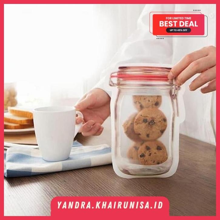 JAR PVC PLASTIC ZIPPER BAG / POUCH TEMPAT MAKANAN PER SET           CUCI GUDANG