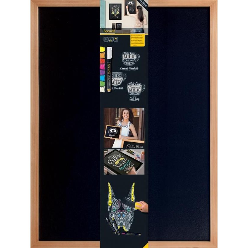 

=+=+=+] WOODY CHALK BOARD W40xH60cm, BLACK, SECURIT / PAPAN TULIS