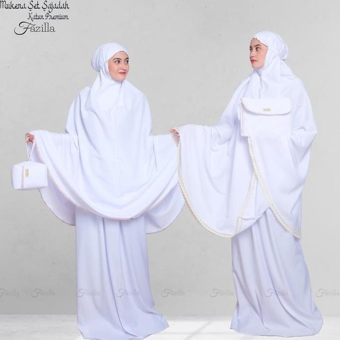 MUKENA FAZILLA PUTIH POLOS DEWASA KATUN PREMIUM JUMBO ADEM