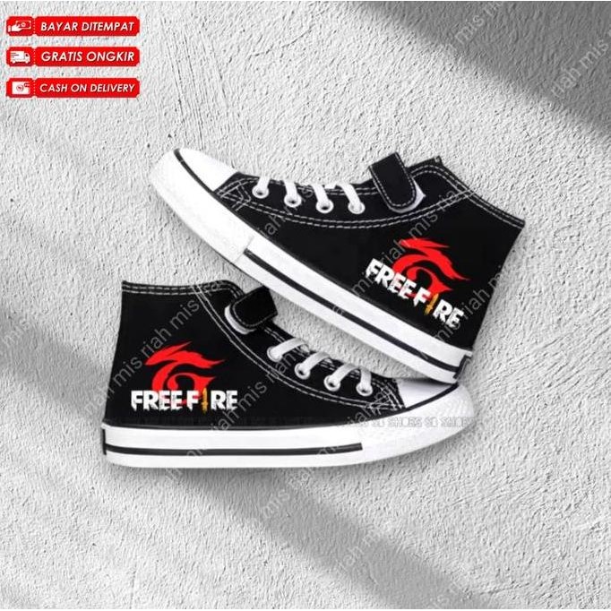 Sepatu anak sekolah karakter game FREE FIRE warna hitam untuk laki laki bisa buat remaja smp Fashion