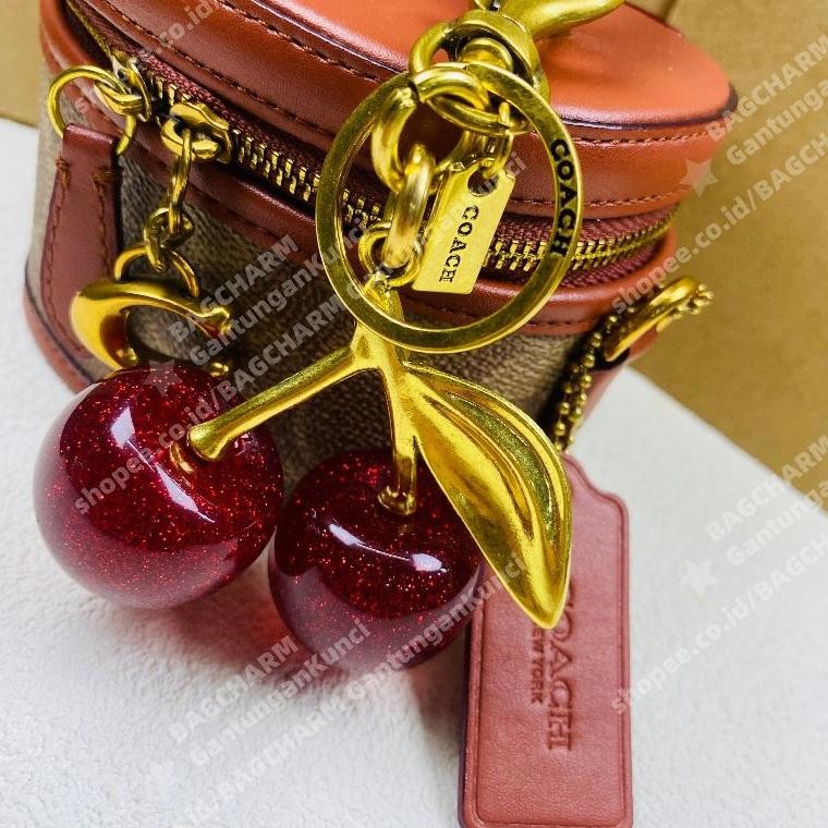 Coach Gantungan Kunci Tas Cherry Bag Charm Keychain Cherry Keychain Gantungan Tas Cherry