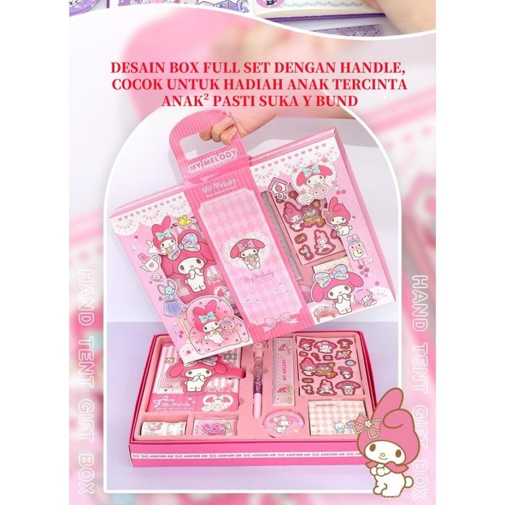 

SANRIO LUXURY NOTEBOOK FULLSET 9 IN 1 GIFT BOX /BUKU TULIS KUROMI & MELODY /NOTEBOOK SANRIO SET