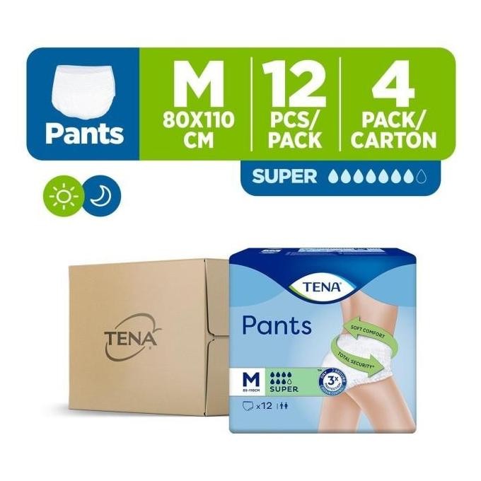 

Tena Proskin Pants Super Unisex Adult Diapers M - Case (4 x 12pcs)