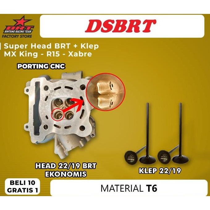 HEAD BRT 22 19 MX KING JUPITER MX VIXION OLD NVA NVL R15 XABRE PORTING CNC