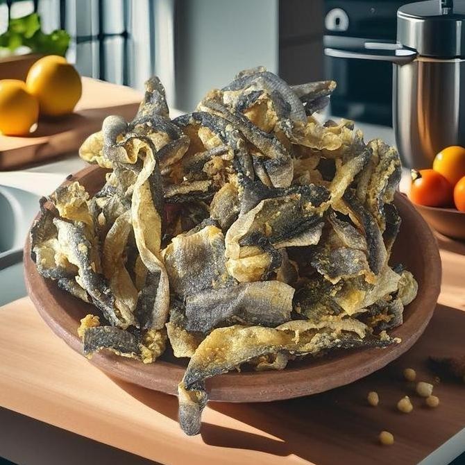 

500 gram KERUPUK KULIT IKAN PATIN Mentah Original Rambak Kering Asin