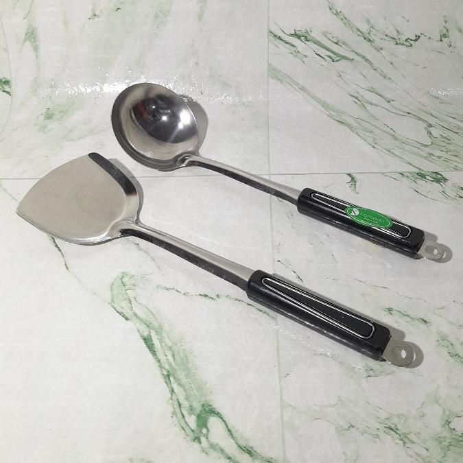 Komodo Sodet Dan Irus Toronto Stainless Gagang Anti Panas Centong Kuah Spatula Sutil Stainless Steel