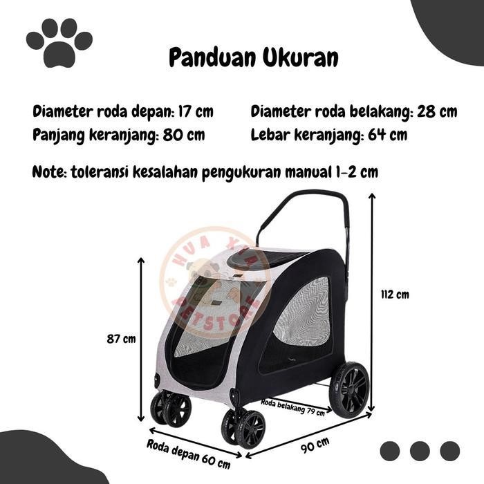 Pet Stroller Trolley Keranjang Troli Kereta Dorong Lipat Anjing Kucing Besar Jumbo Extra Large Origi