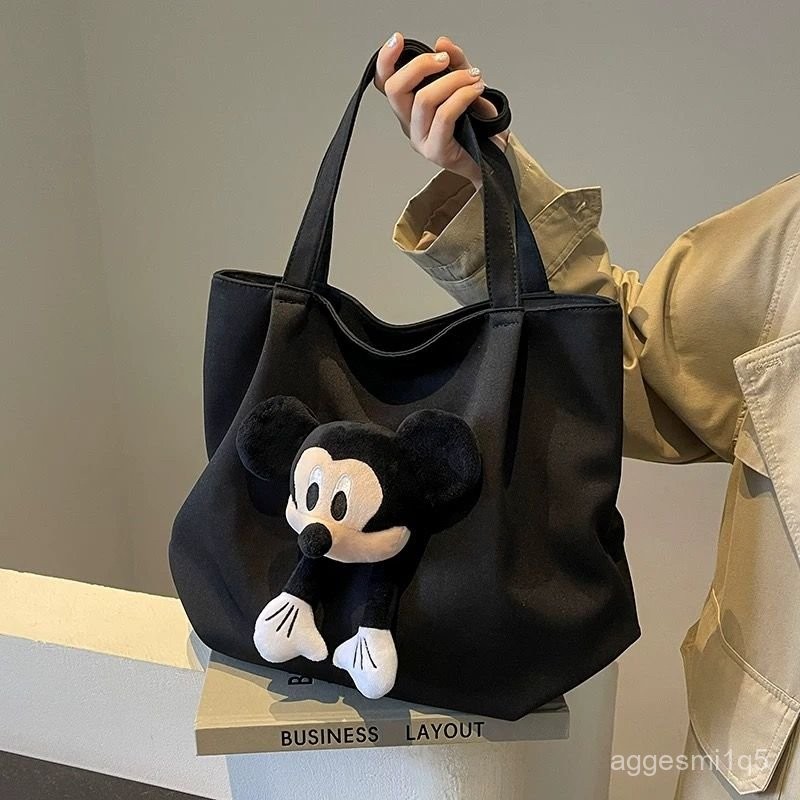 Tas Totebag Kanvas Mickey Mouse - Kombinasi Bisnis & Fun 42x32cm | Tas Selempang Wanita Muat Laptop 