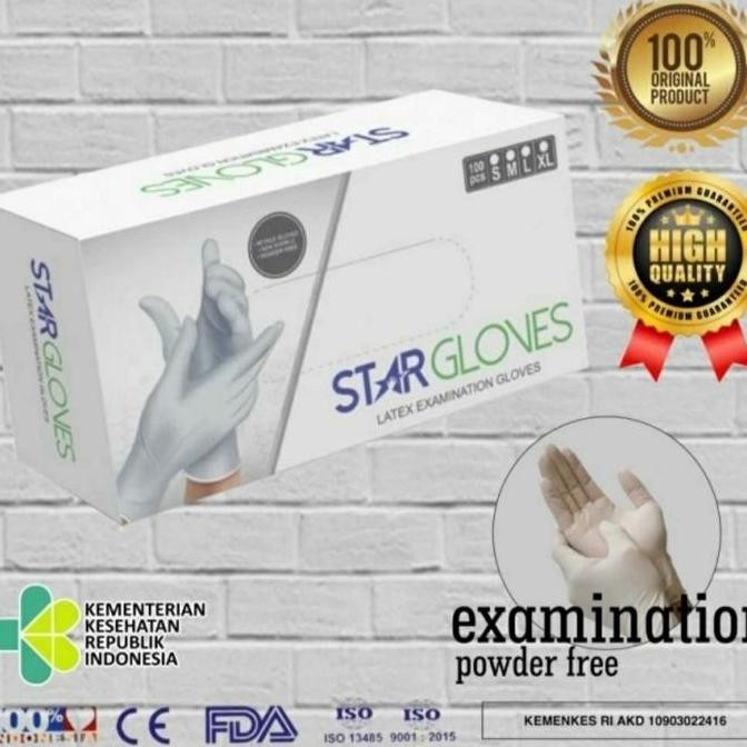 Sarung Tangan Latex Powder Free ( Suwarna / Stargloves / Dgloves )