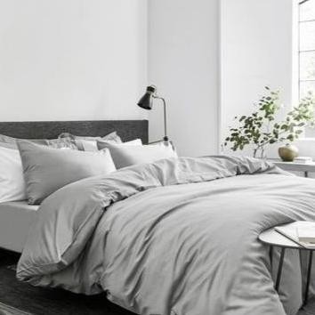 Bedcover Set+Sprei Abu Muda Polos- 120X200/160X200/180X200 Tinggi 30Cm