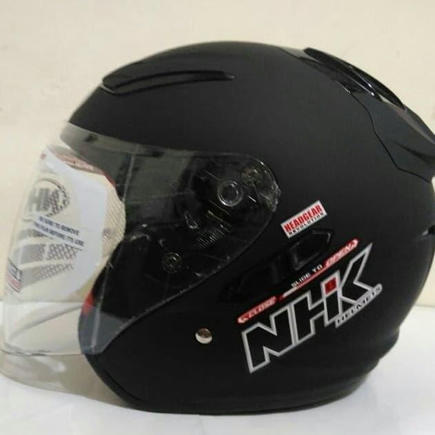 Helm Nhk R1 Solid Double Visor Black Metali Dan Black Doff Premium