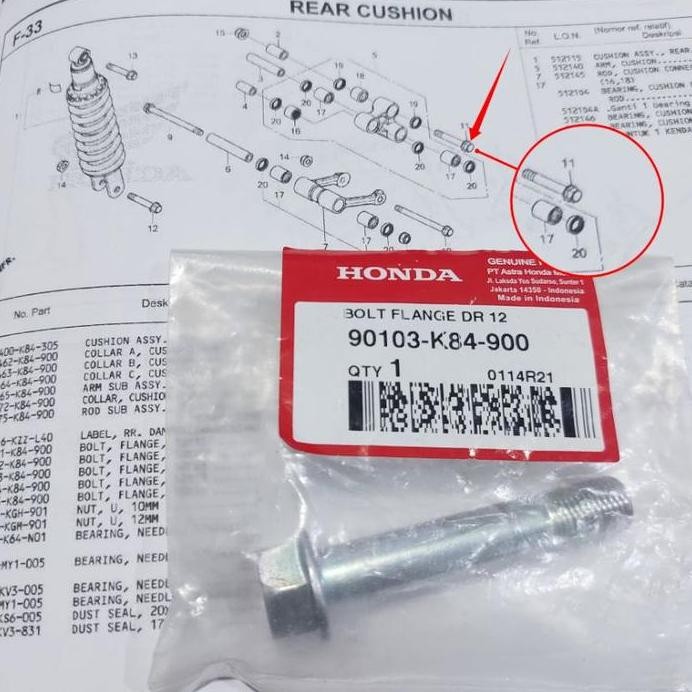 baut unitrack honda CRF 150 original