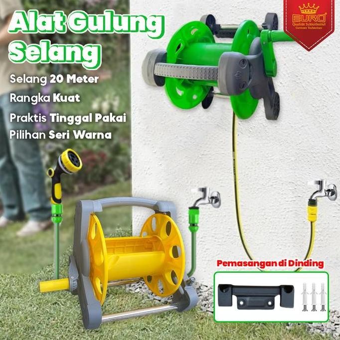 Alat Penggulung Gulung Gulungan Selang (Hose-Reel) 25M Alat Rangka Gulungan Selang Garden Kebun Sela