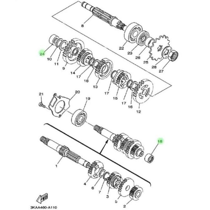 LAHER IKO ATAU BEARING BAMBU RASIO RX KING,RXS,RX SPESIAL,YT115 ASLI ORI ORIGINAL YAMAHA YGP 93311-3