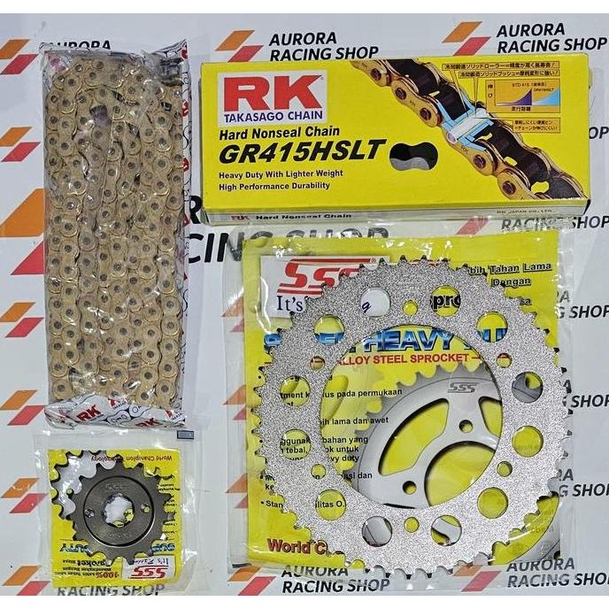 Gear Set Sss 415 Yamaha R15 V3 / R15 V4 / R15M / Vixion R & Rantai Rk 415 Hslt Gold Original