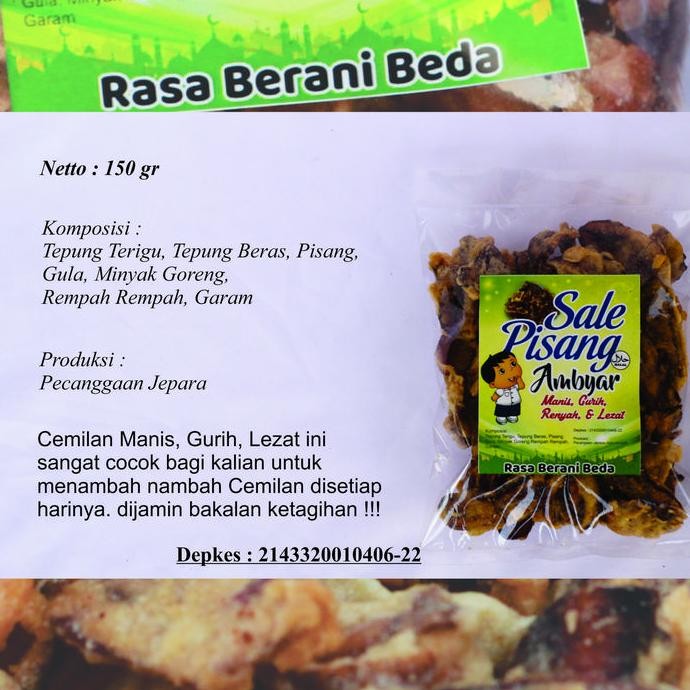 

Sale Pisang 150Gr / Ambyar Snack Food Cemilan Pedas Makanan Kering Kentang Keripik Manis