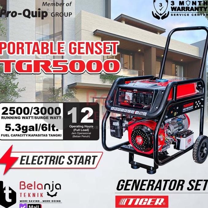 Mesin Generator Tiger Tgr5000 Genset Bensin 2500 Watt Tgr 5000 Genset Recoil Starter Engine