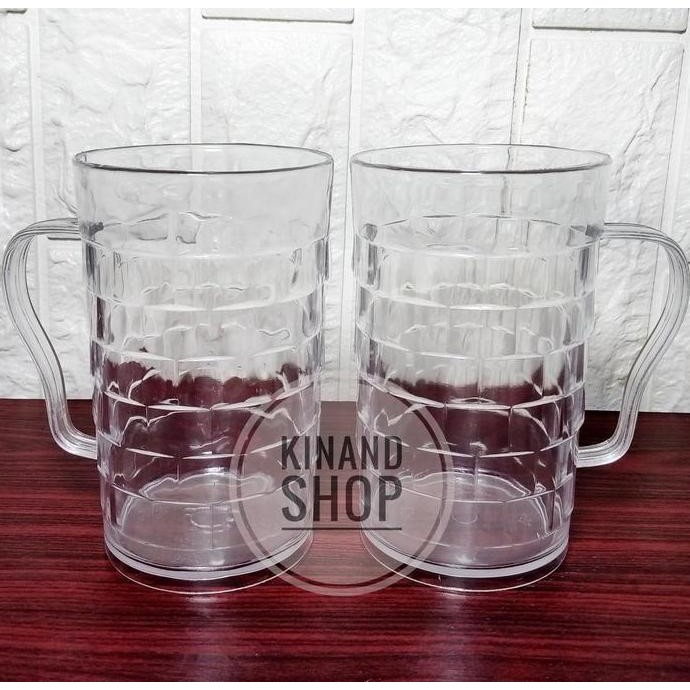 6 PCS Gelas tangkai besar motif kotak anyaman plastik akrilik mika HI